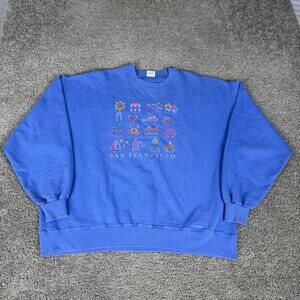 Vintage Crazy Shirts Sweatshirt Mens XL Blue San Francisco Embroidered Graphic
